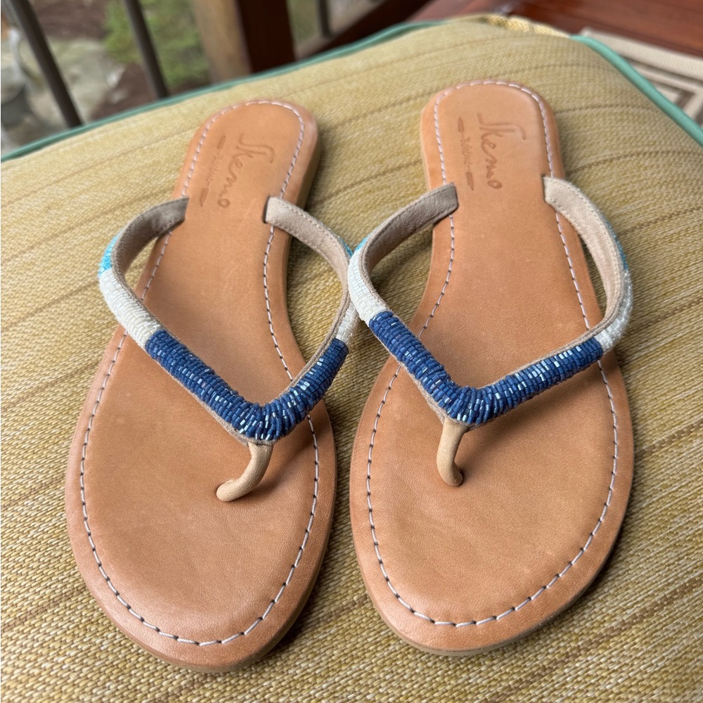 Nisolo Women's Tan and Blue Sandals